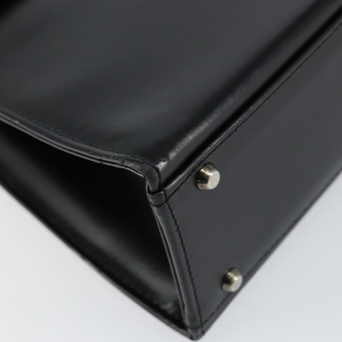 GIVENCHY Hand Bag Leather Black Gold Auth 149668