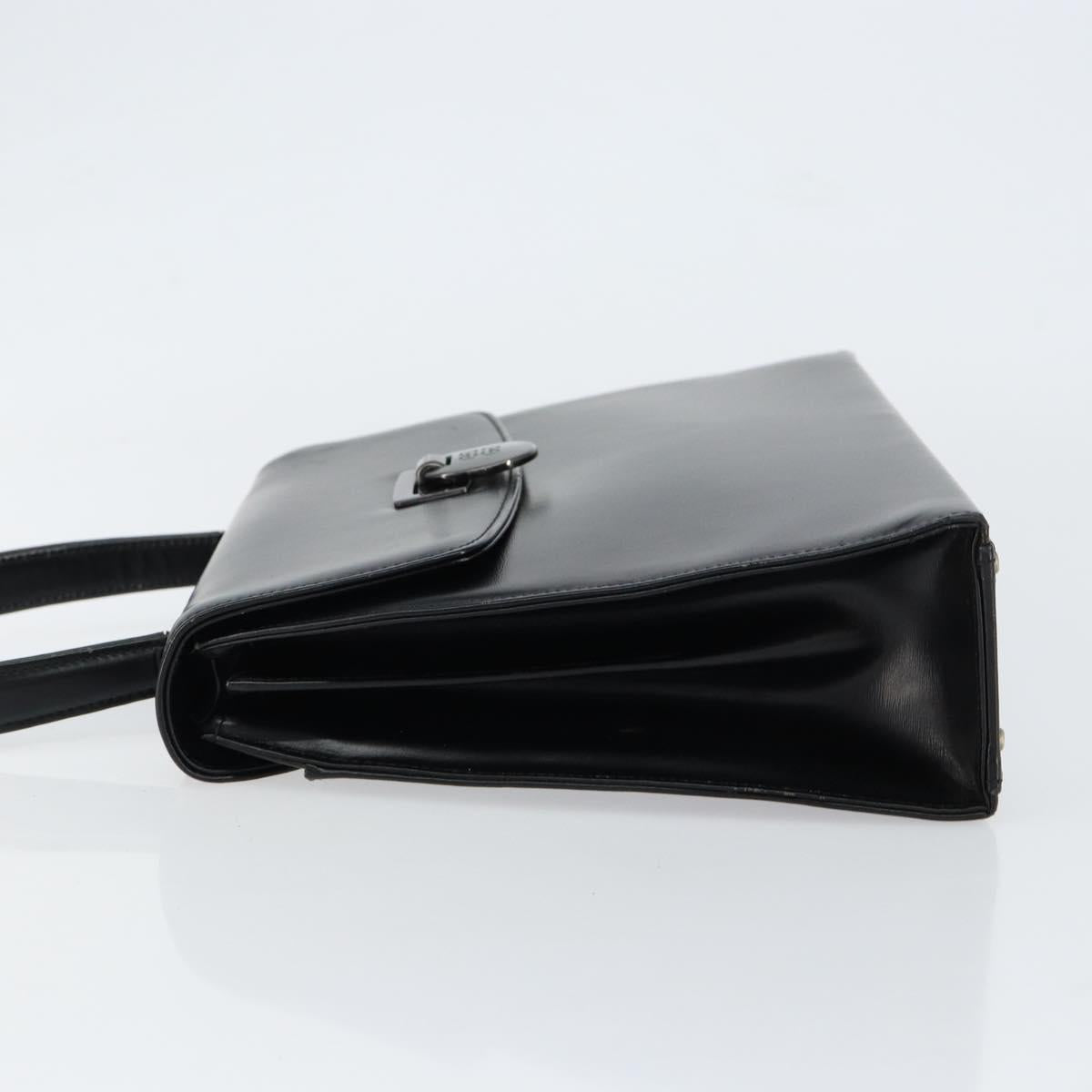 GIVENCHY Hand Bag Leather Black Gold Auth 149668