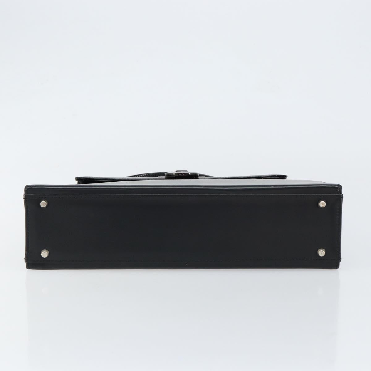 GIVENCHY Hand Bag Leather Black Gold Auth 149668