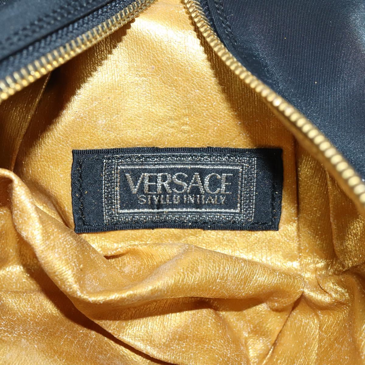VERSACE Backpack Nylon Black Gold Auth 149669