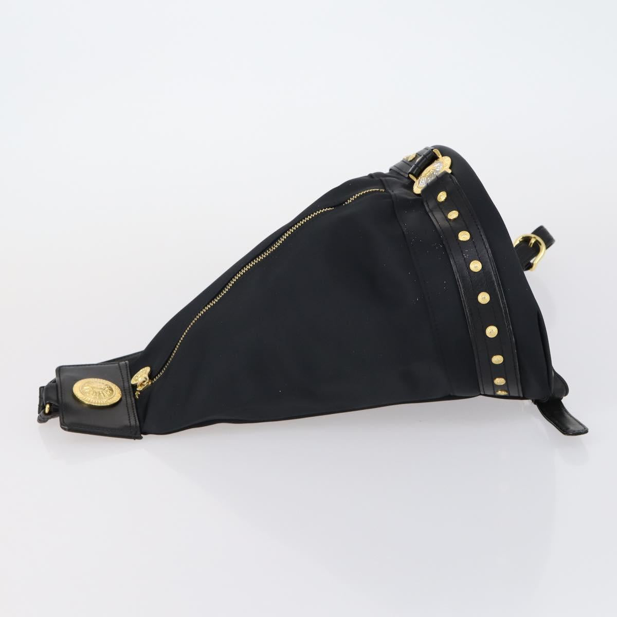 VERSACE Backpack Nylon Black Gold Auth 149669