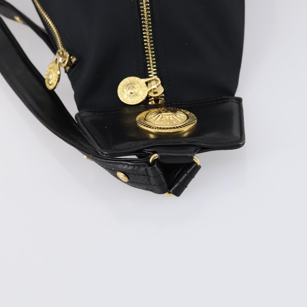 VERSACE Backpack Nylon Black Gold Auth 149669