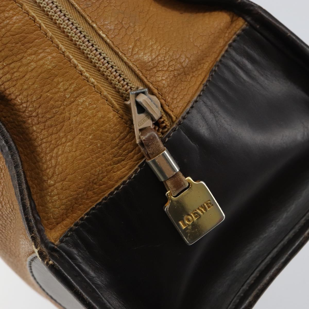 LOEWE Anagram Amazona 32 Hand Bag Leather Brown Gold Auth 149670