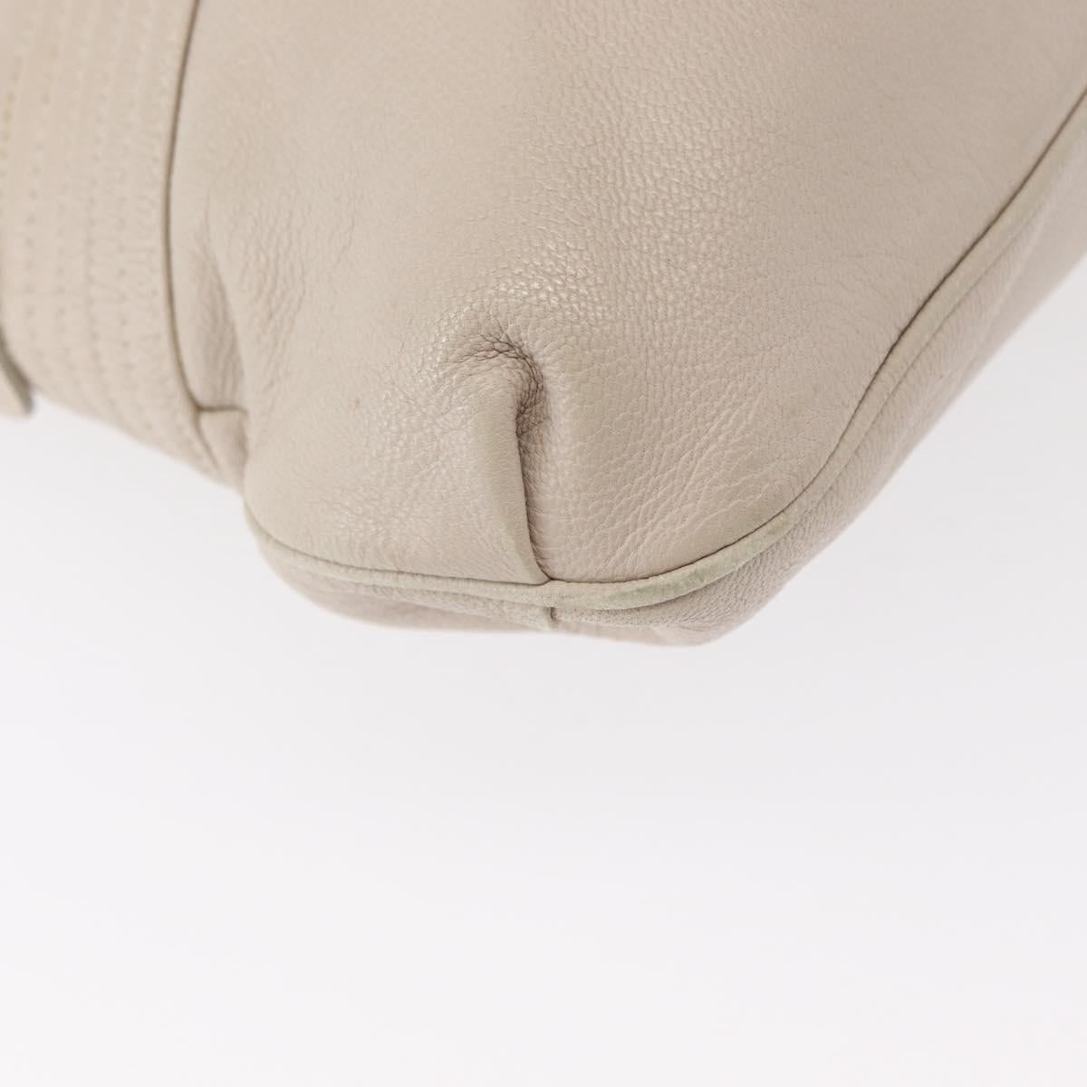 Salvatore Ferragamo Gancini Shoulder Bag Leather Silver White Auth 149671