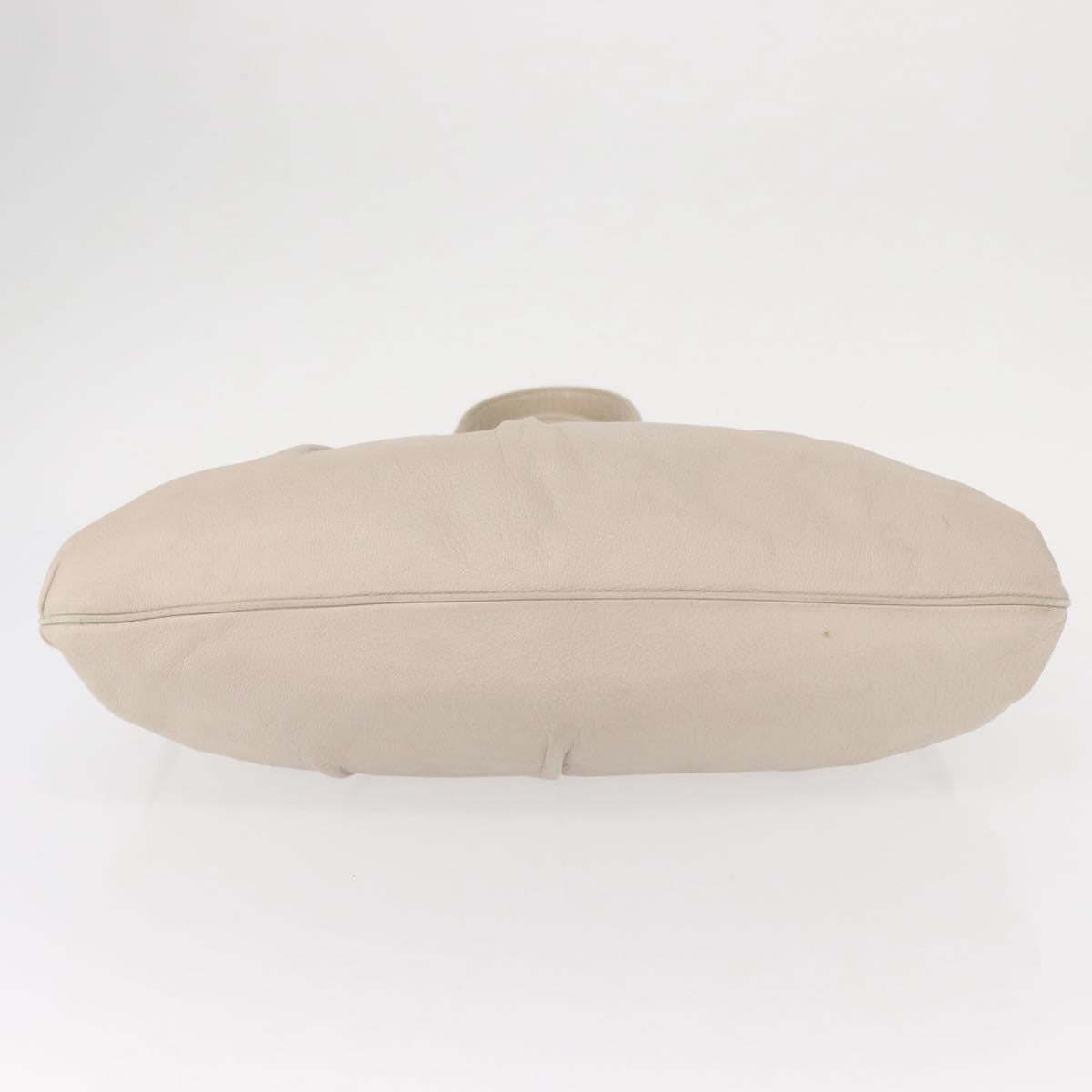 Salvatore Ferragamo Gancini Shoulder Bag Leather Silver White Auth 149671