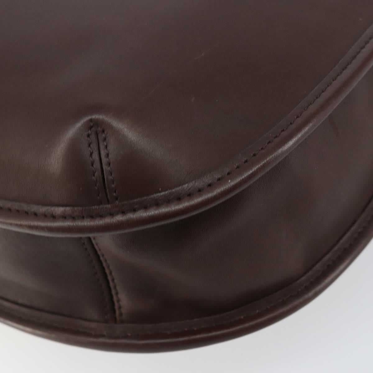 Coach Shoulder Bag Leather Dark Brown Auth 149672