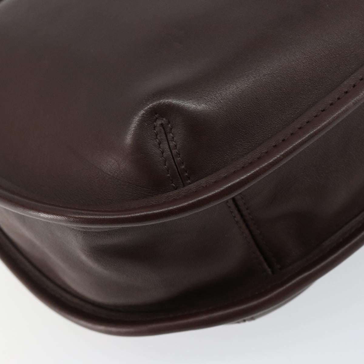 Coach Shoulder Bag Leather Dark Brown Auth 149672