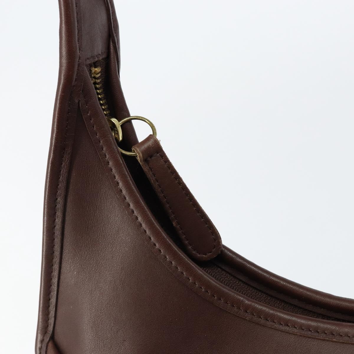 Coach Shoulder Bag Leather Dark Brown Auth 149672