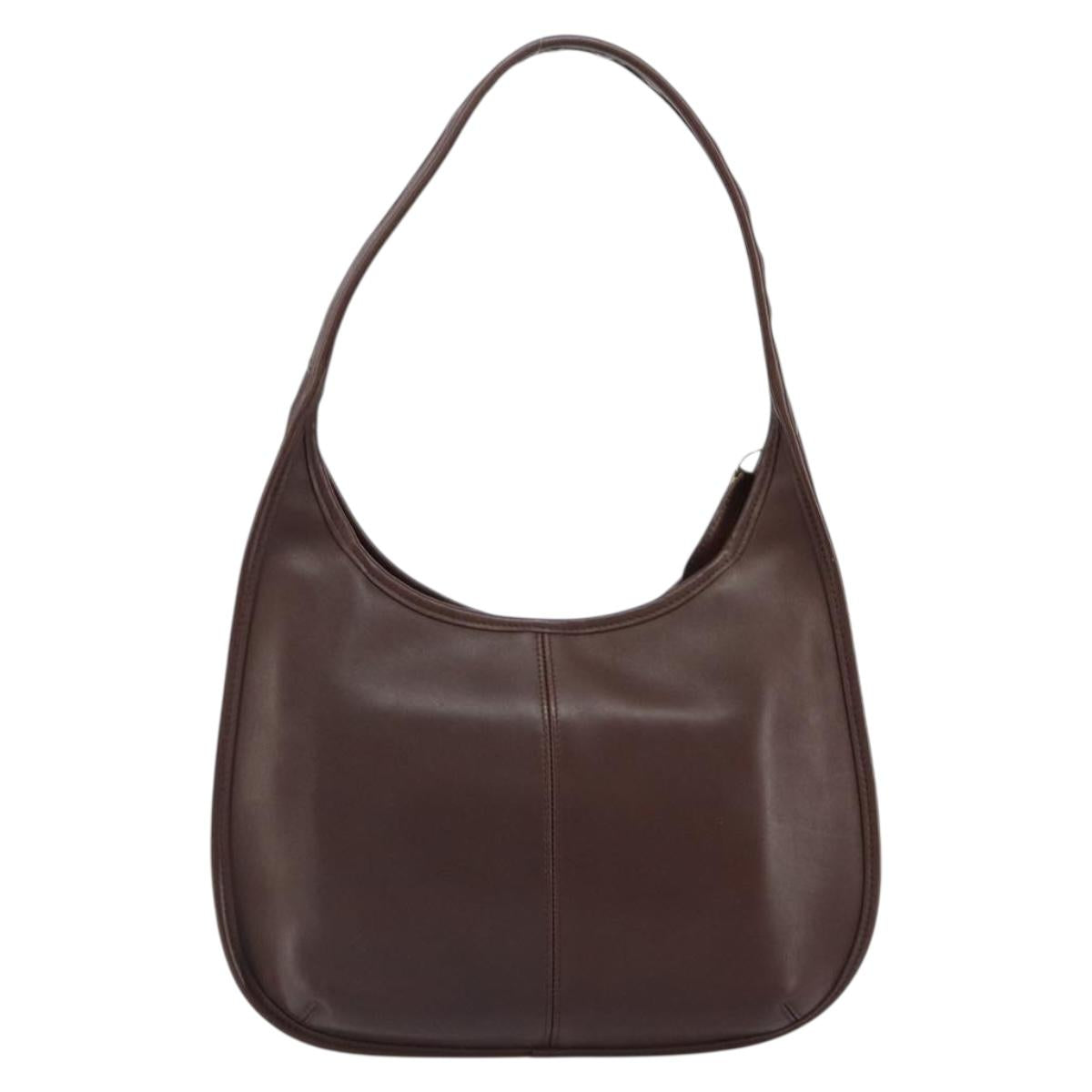 Coach Shoulder Bag Leather Dark Brown Auth 149672