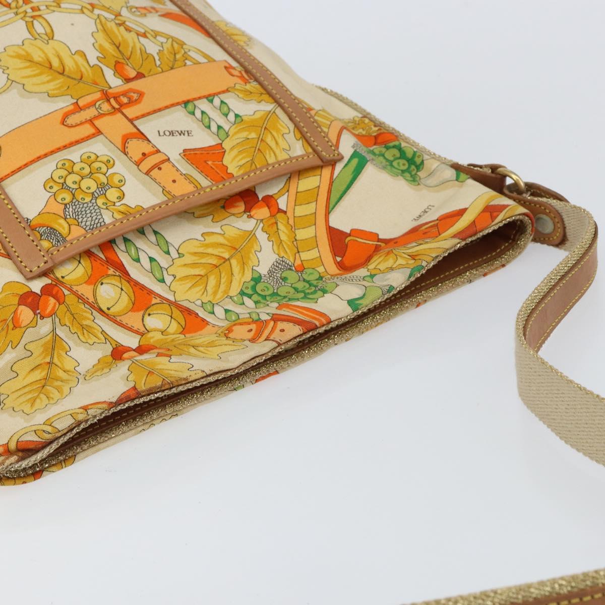 LOEWE Shoulder Bag Canvas Beige Auth 149682