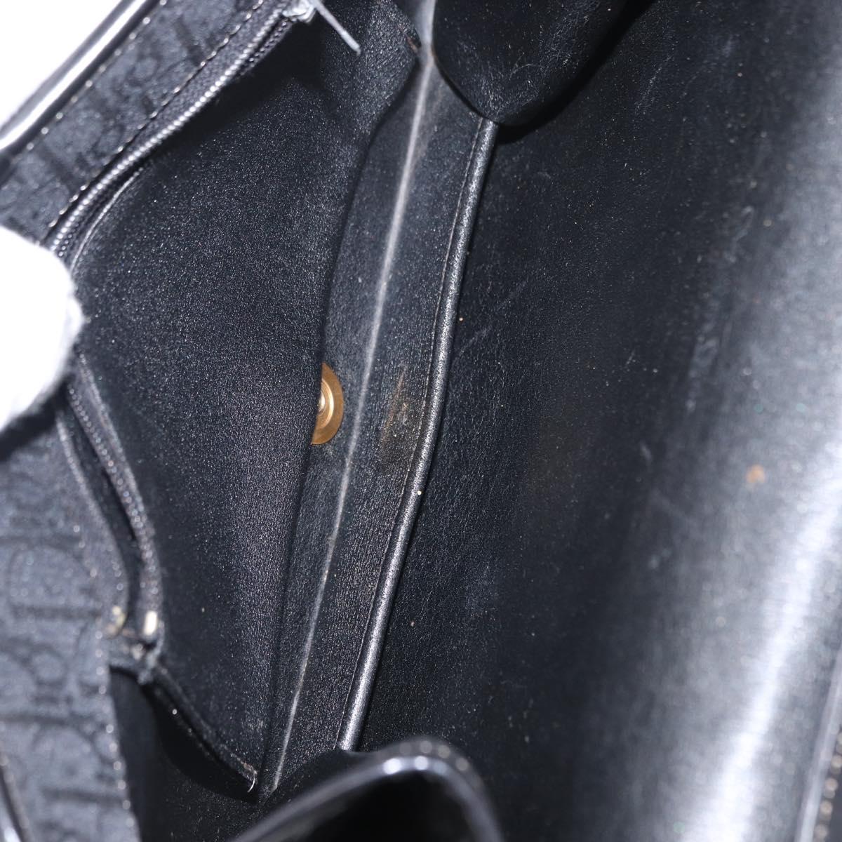 Christian Dior Trotter Canvas Shoulder Bag Black Gold Auth 149701