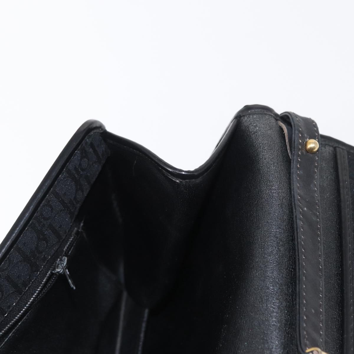 Christian Dior Trotter Canvas Shoulder Bag Black Gold Auth 149701