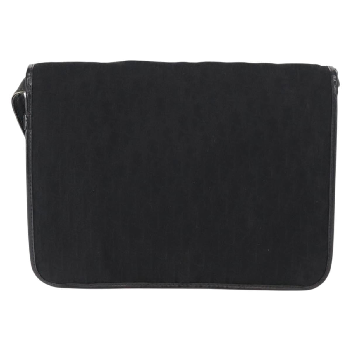 Christian Dior Trotter Canvas Shoulder Bag Black Gold Auth 149701