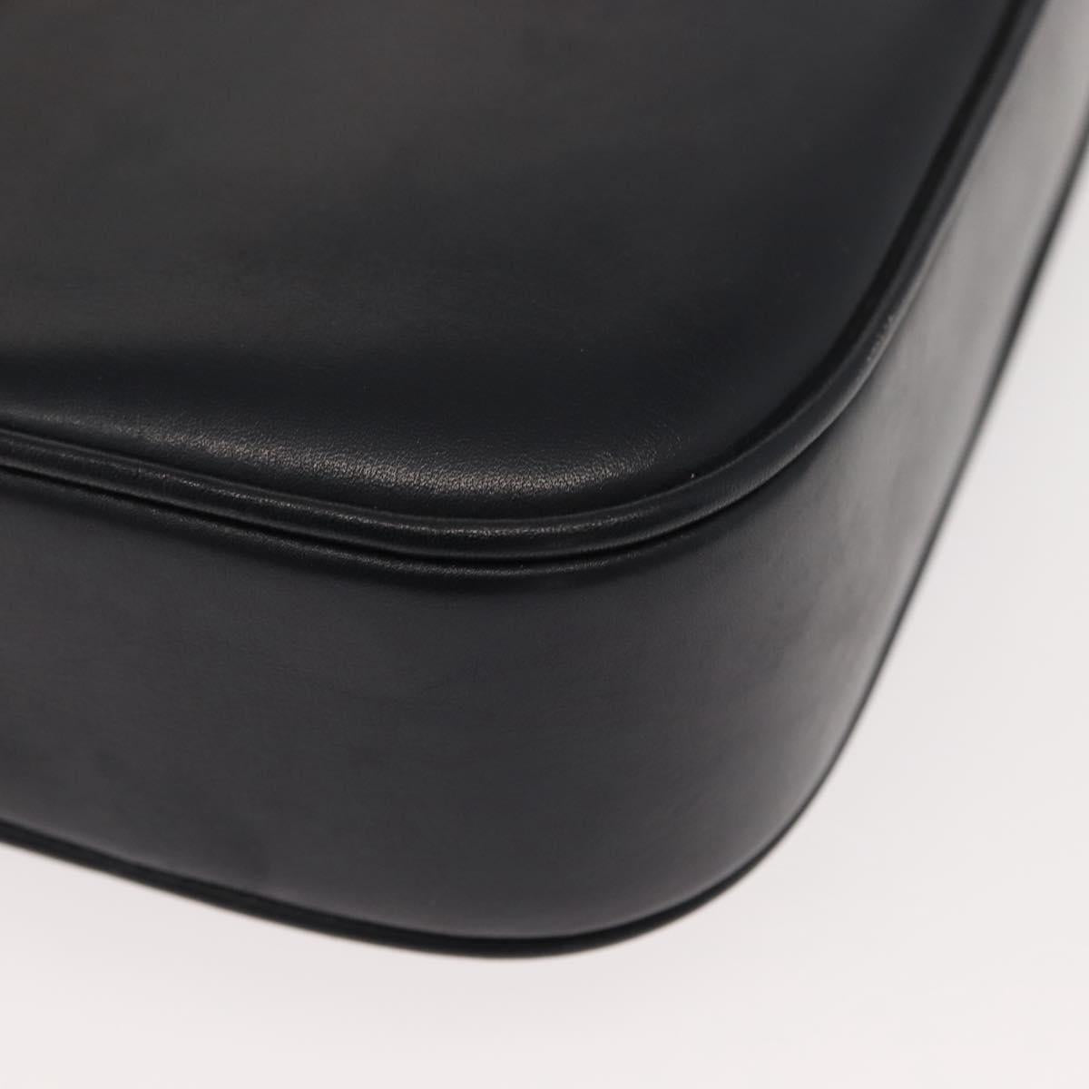 CELINE Shoulder Bag Leather Vintage Navy Gold Auth 149702