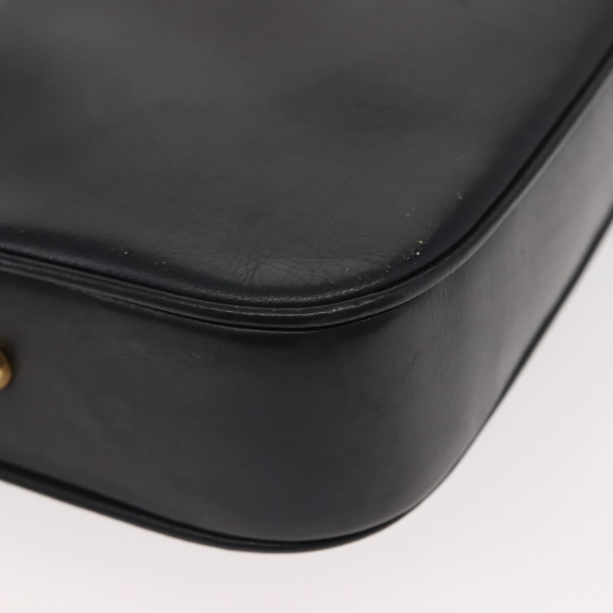 CELINE Shoulder Bag Leather Vintage Navy Gold Auth 149702