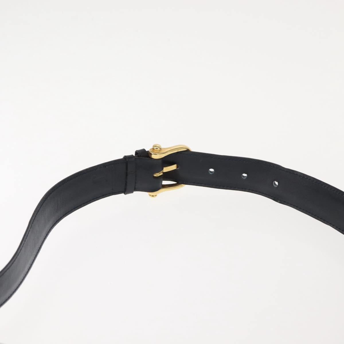 CELINE Shoulder Bag Leather Vintage Navy Gold Auth 149702