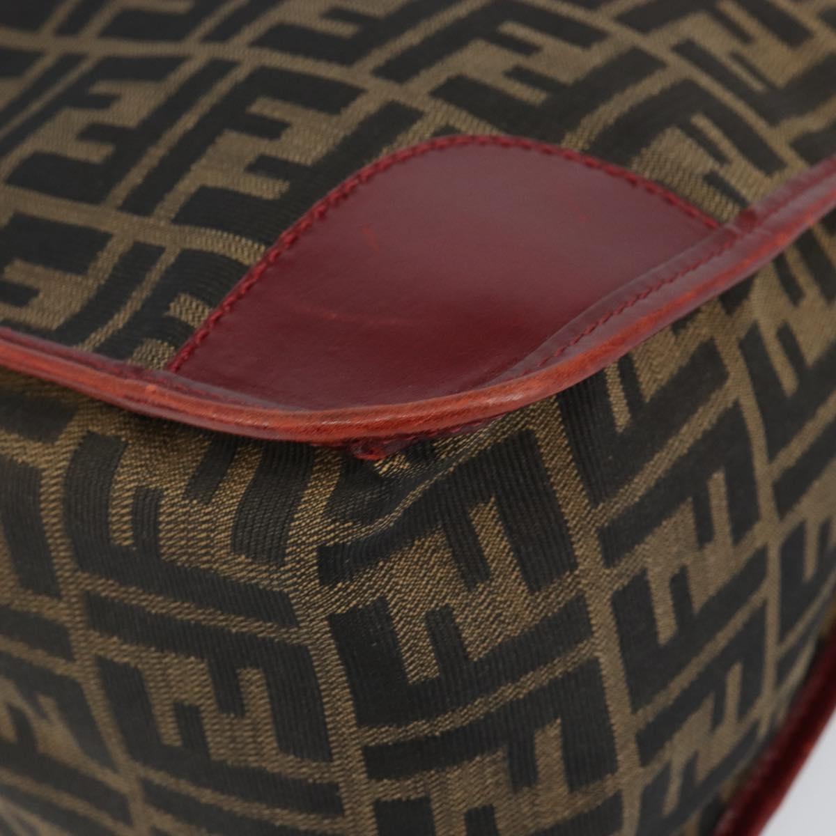 FENDI Zucca Canvas Hand Bag Black Brown Auth 149704