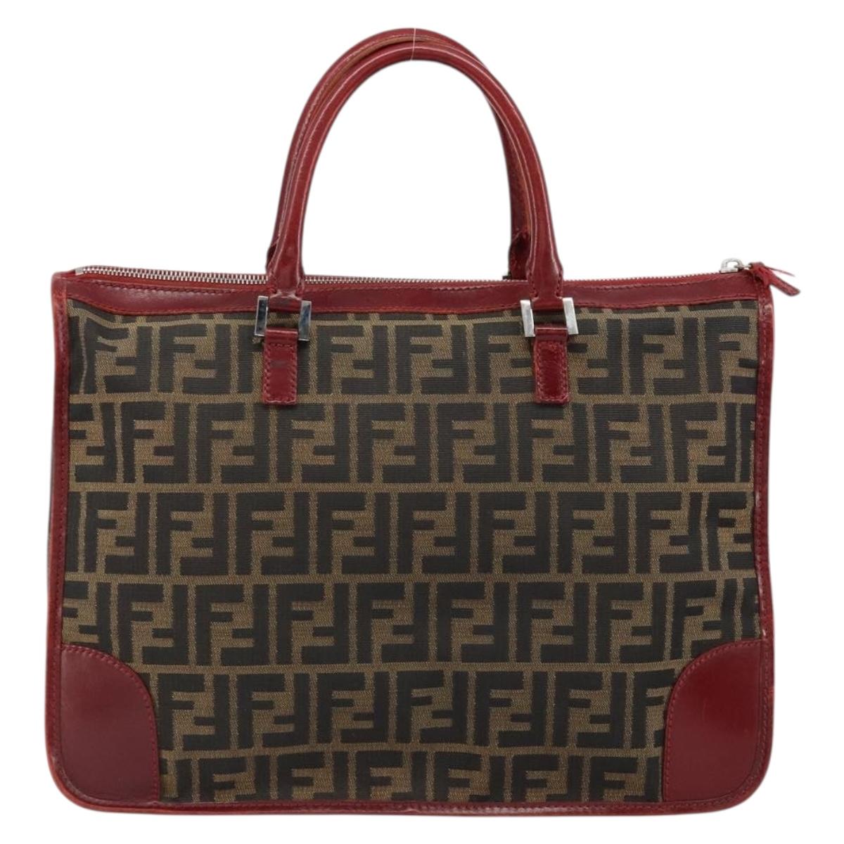 FENDI Zucca Canvas Hand Bag Black Brown Auth 149704