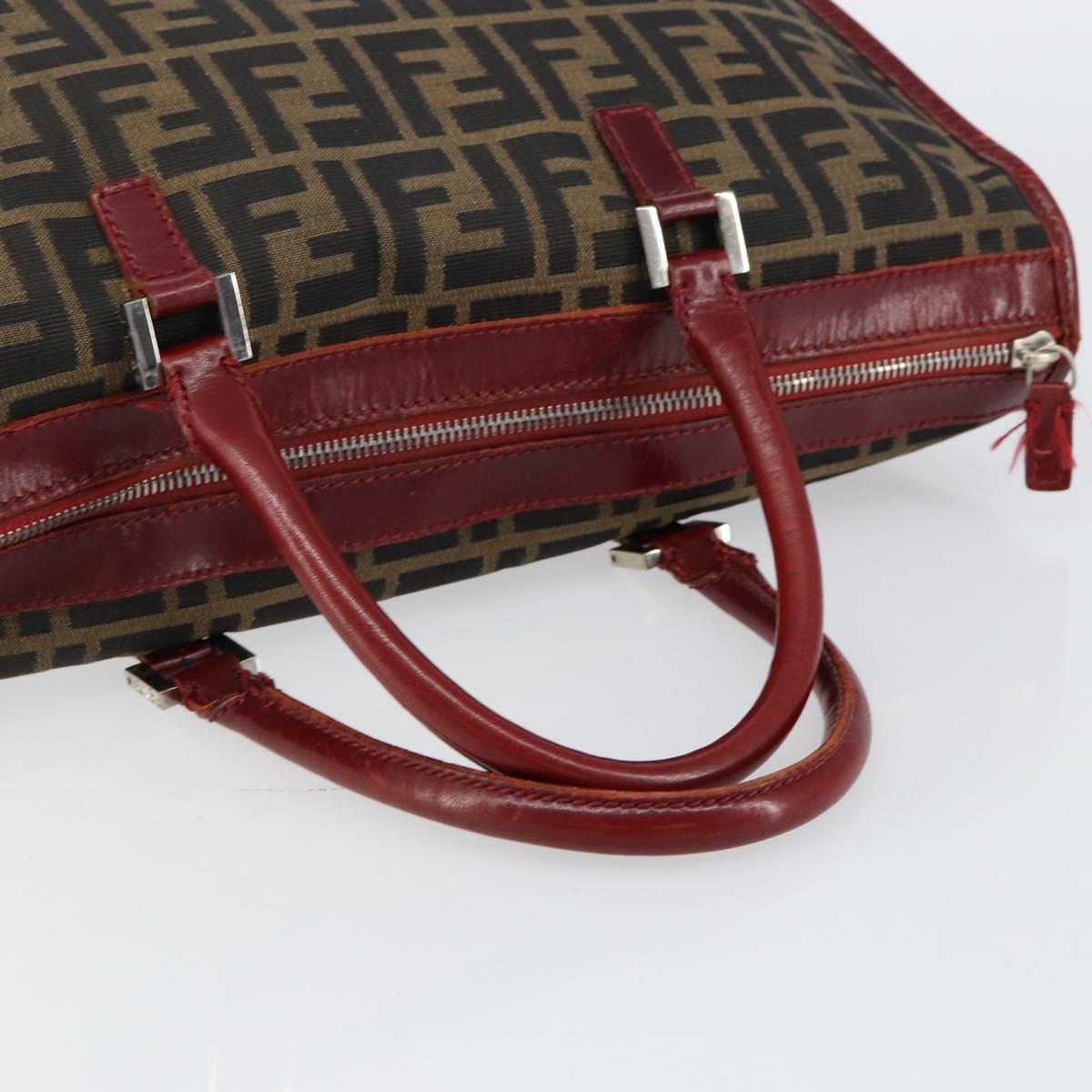 FENDI Zucca Canvas Hand Bag Black Brown Auth 149704