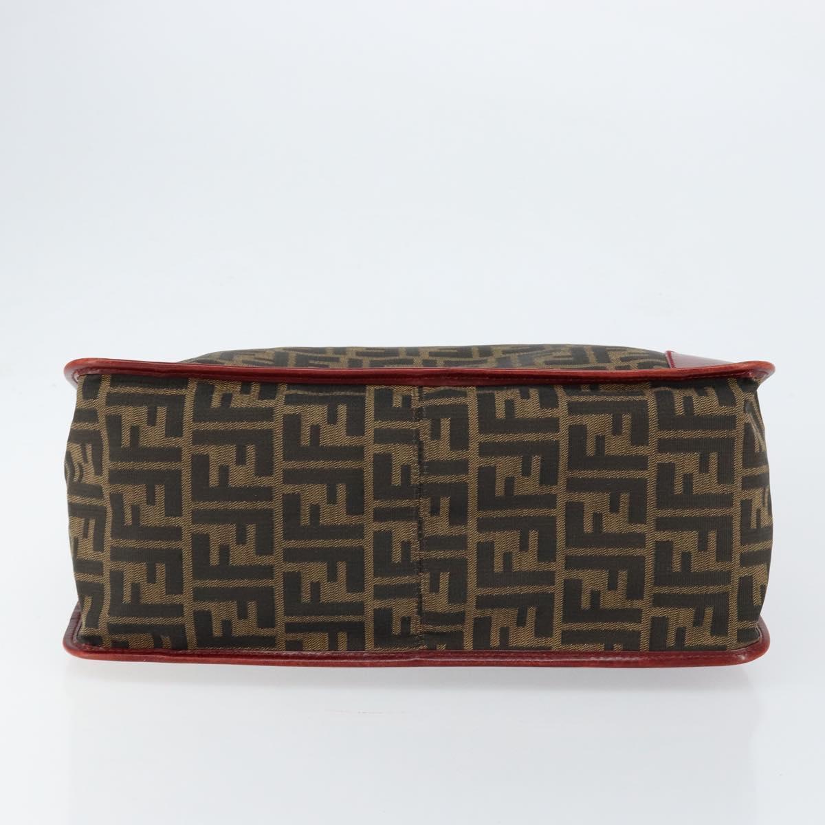 FENDI Zucca Canvas Hand Bag Black Brown Auth 149704