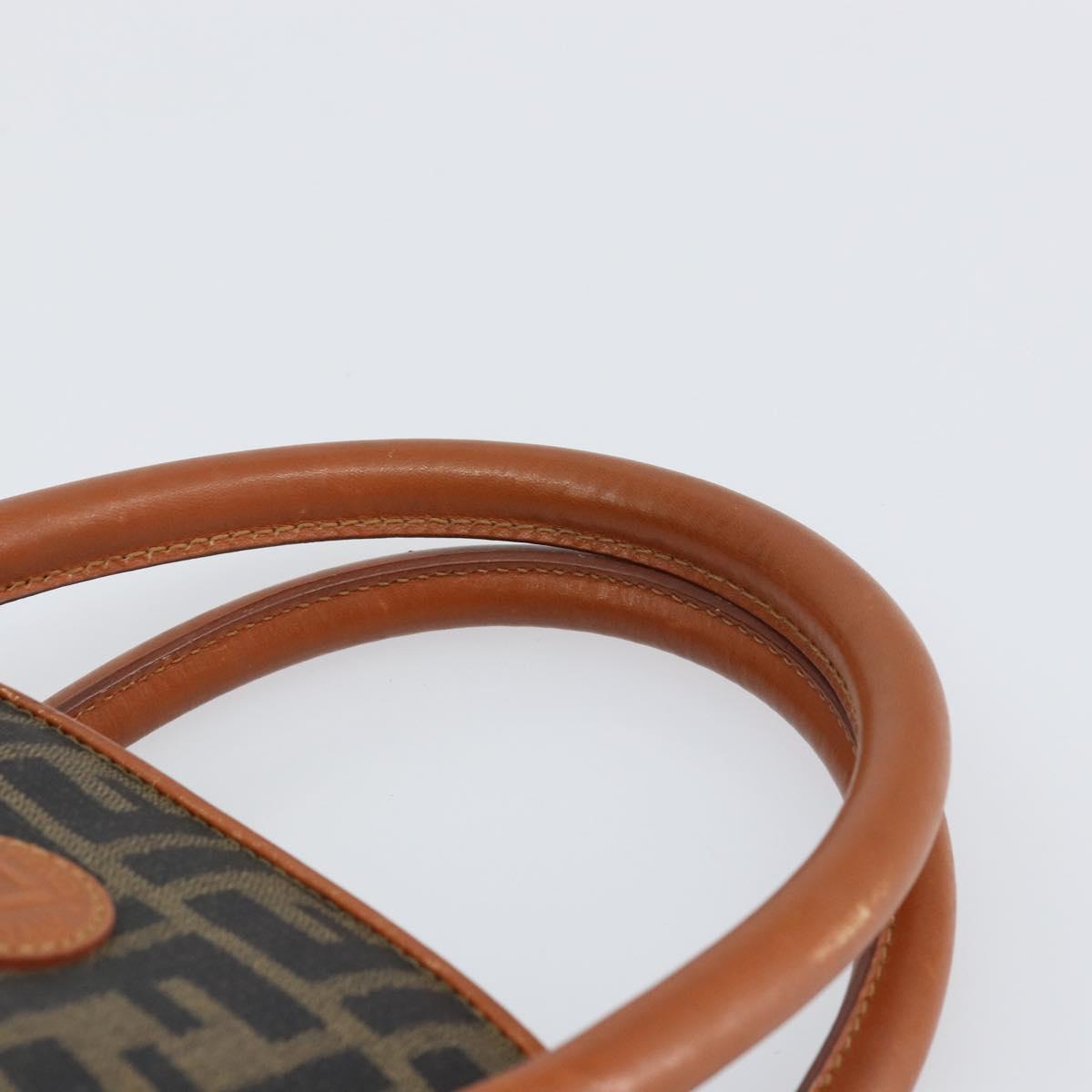 FENDI Zucca Canvas Hand Bag PVC Vintage Black Brown gold Auth 149705