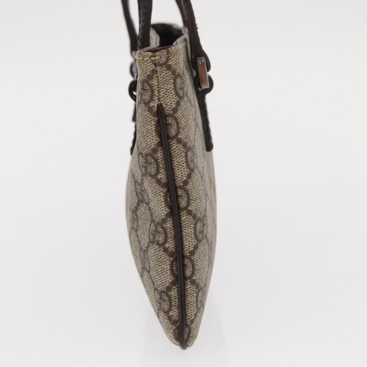 GUCCI GG Supreme Hand Bag PVC Beige Silver 114599 Auth 149706