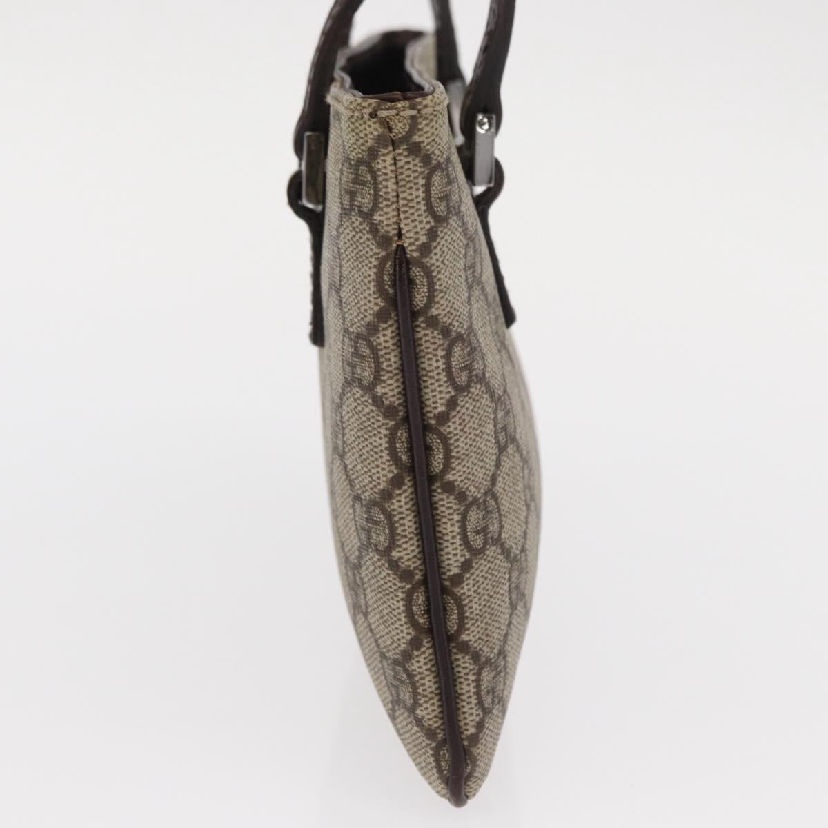 GUCCI GG Supreme Hand Bag PVC Beige Silver 114599 Auth 149706