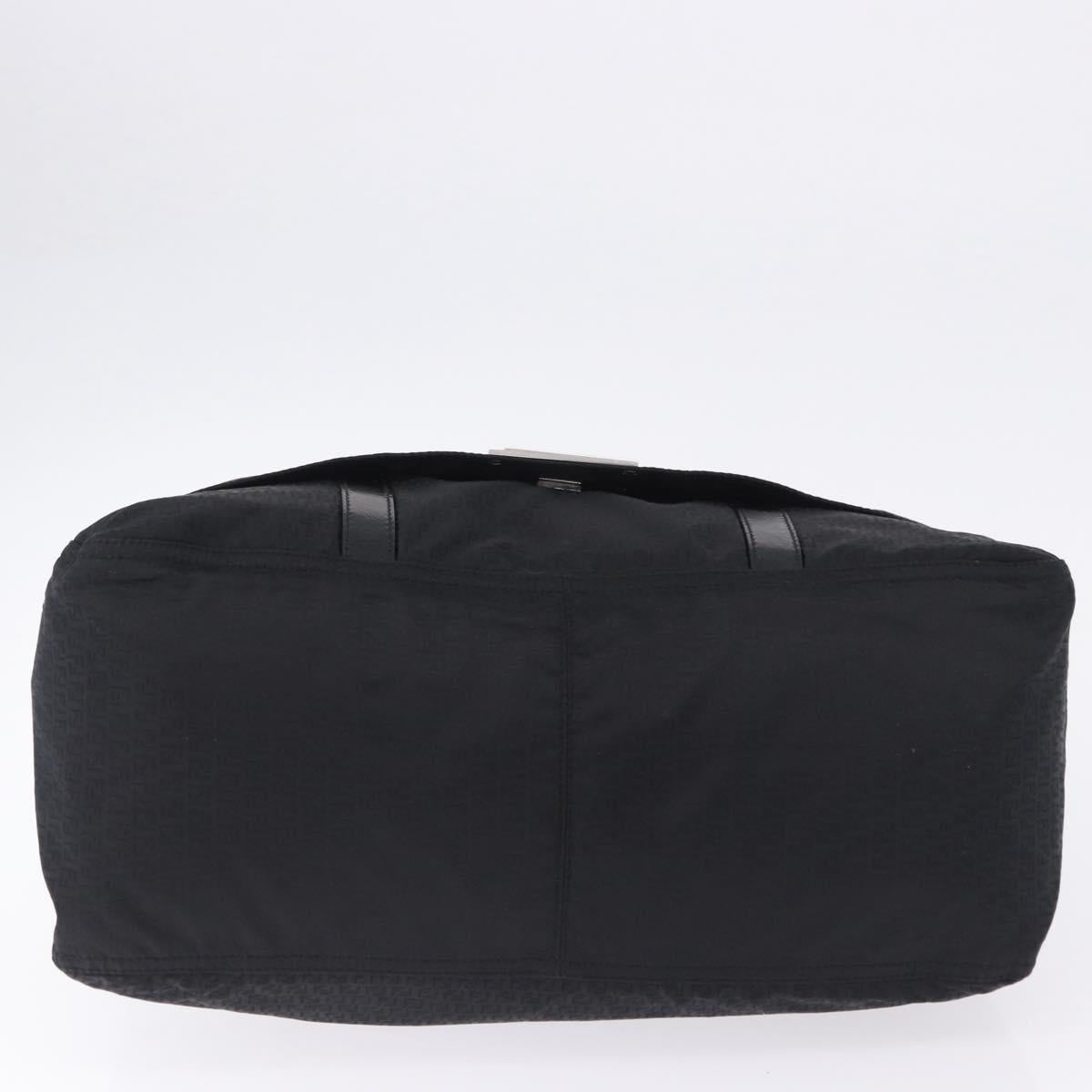 FENDI Zucchino Canvas Tote Bag Black Silver Auth 149710