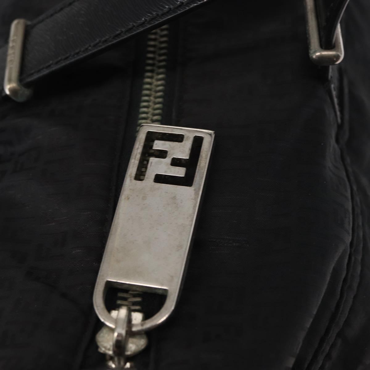 FENDI Zucchino Canvas Tote Bag Black Silver Auth 149710