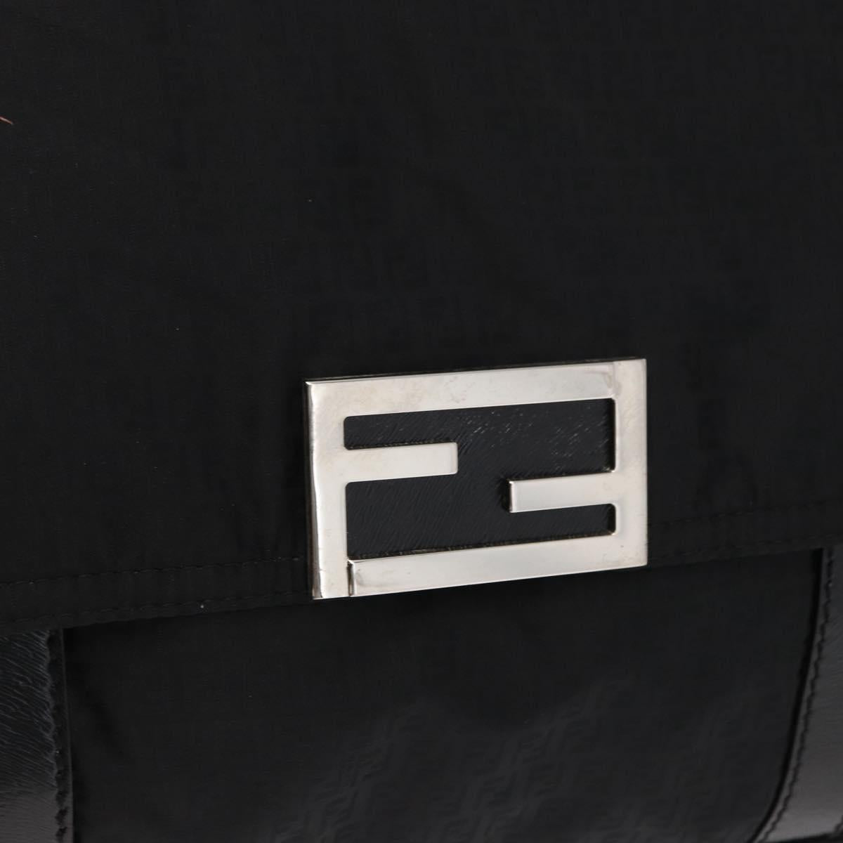 FENDI Zucchino Canvas Tote Bag Black Silver Auth 149710