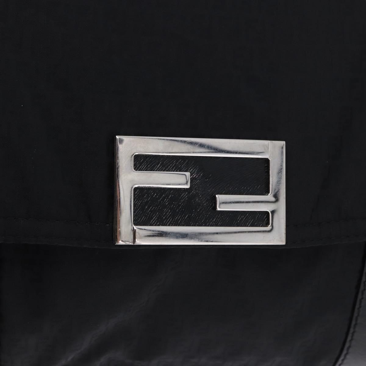 FENDI Zucchino Canvas Tote Bag Black Silver Auth 149710
