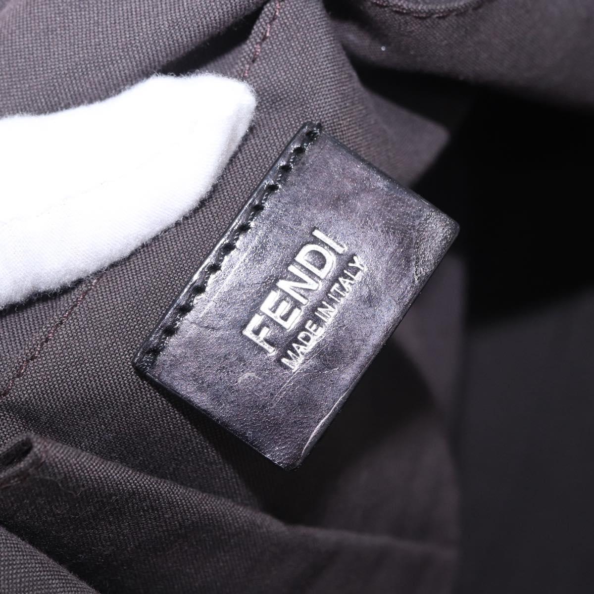 FENDI Zucchino Canvas Tote Bag Black Silver Auth 149710