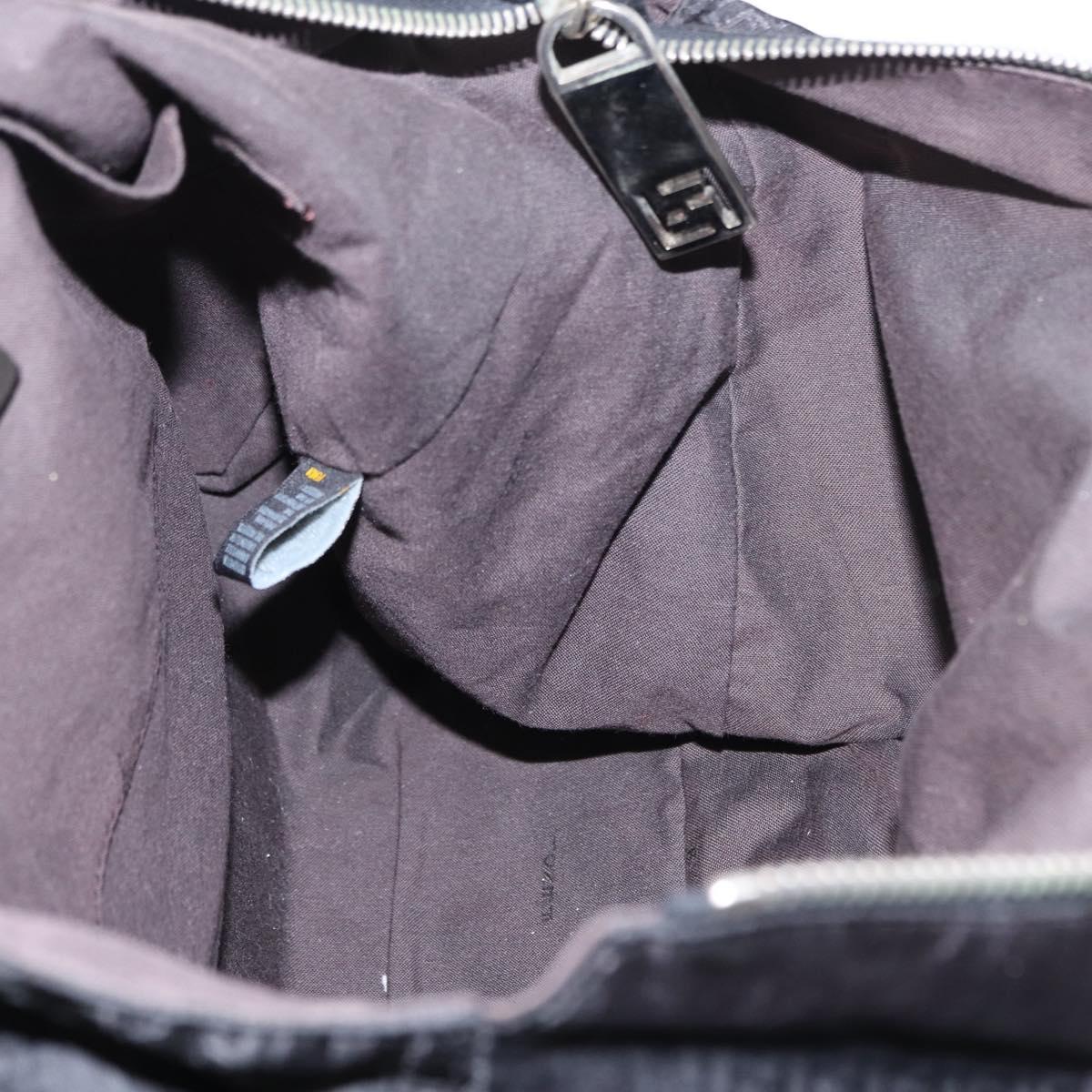 FENDI Zucchino Canvas Tote Bag Black Silver Auth 149710