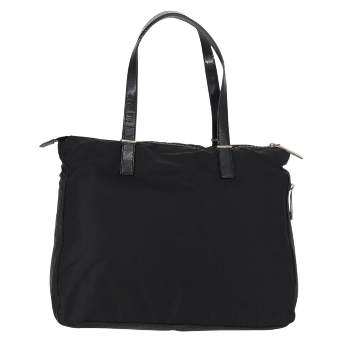 FENDI Zucchino Canvas Tote Bag Black Silver Auth 149710