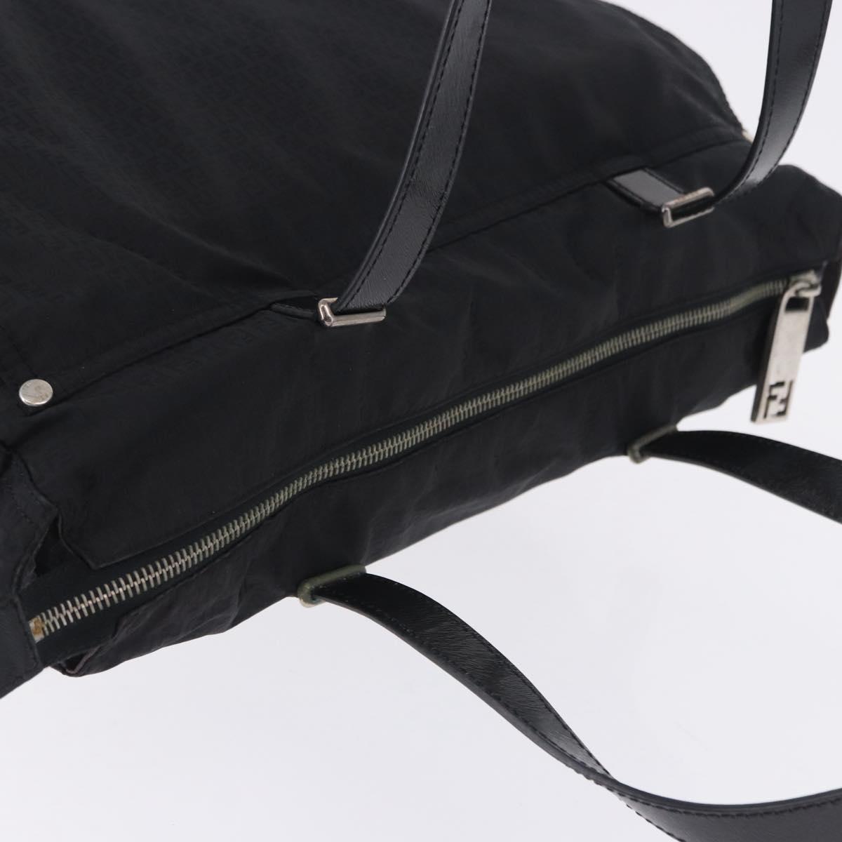 FENDI Zucchino Canvas Tote Bag Black Silver Auth 149710