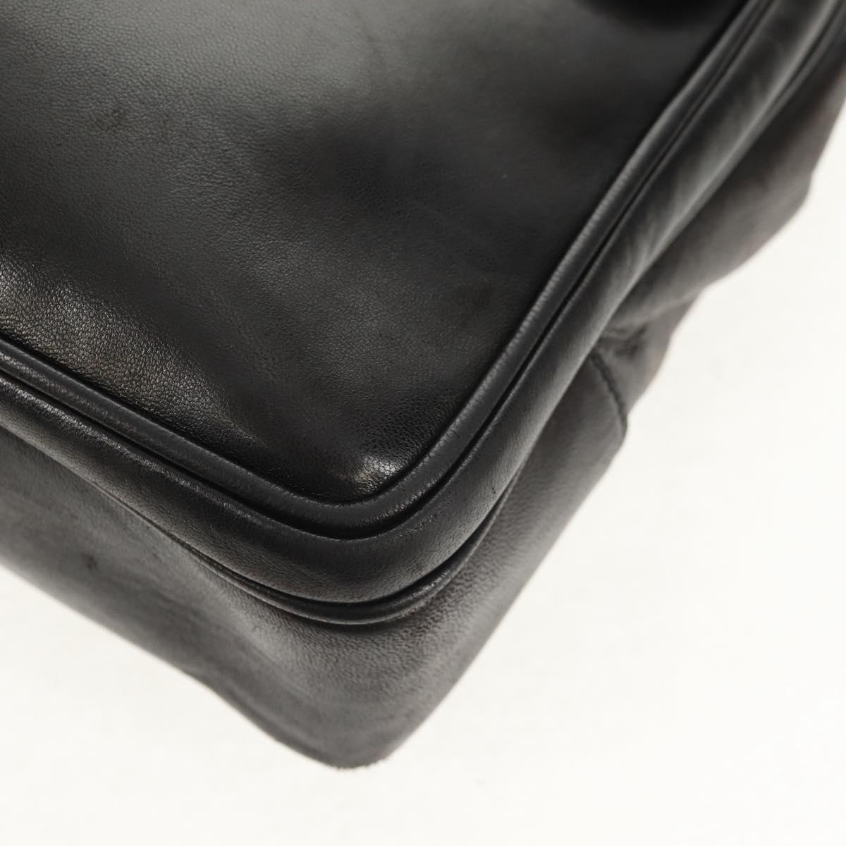 CHANEL Matelasse Big COCO Mark Chain Bag Lamb Skin Black Gold CC Auth 149721