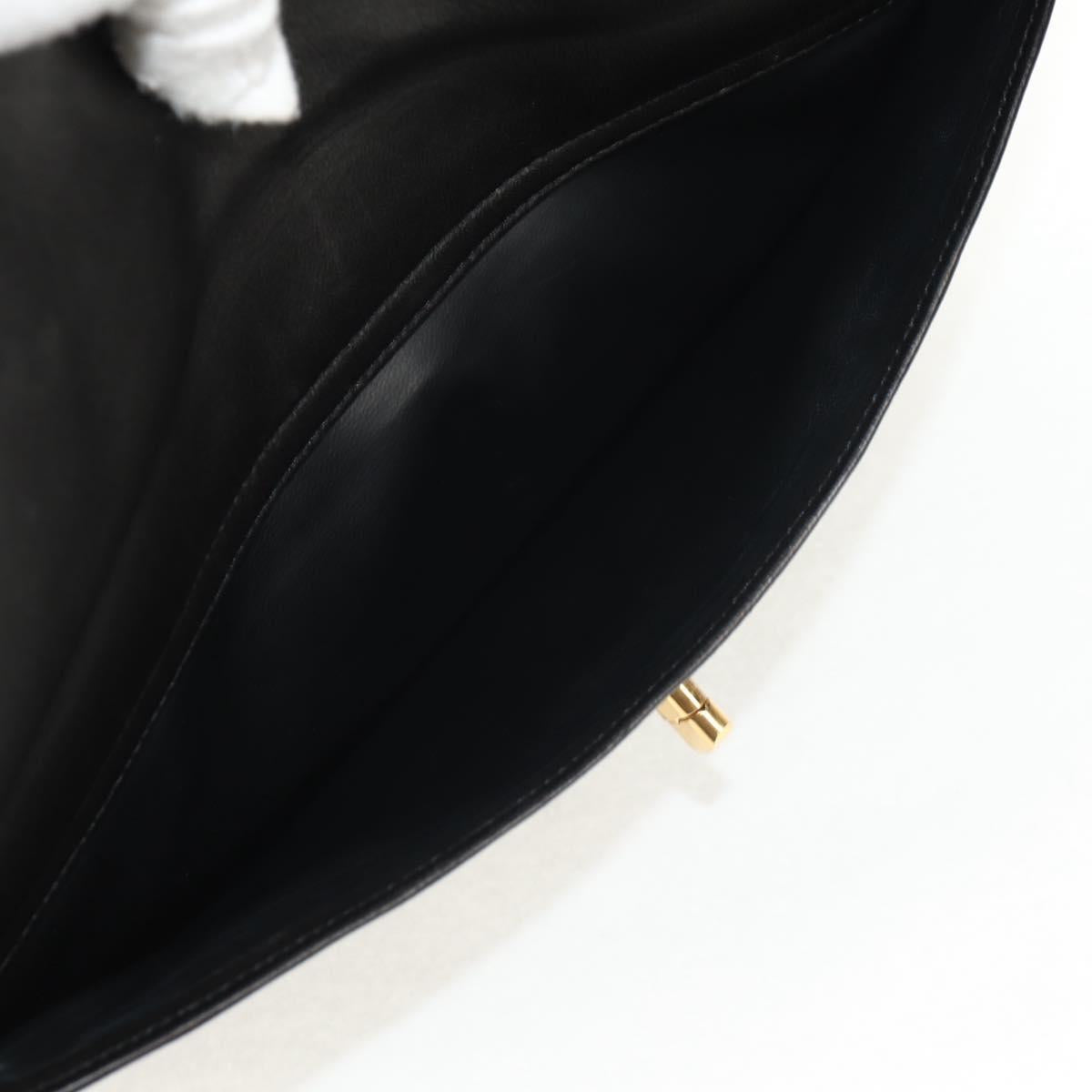 CHANEL Matelasse Big COCO Mark Chain Bag Lamb Skin Black Gold CC Auth 149721