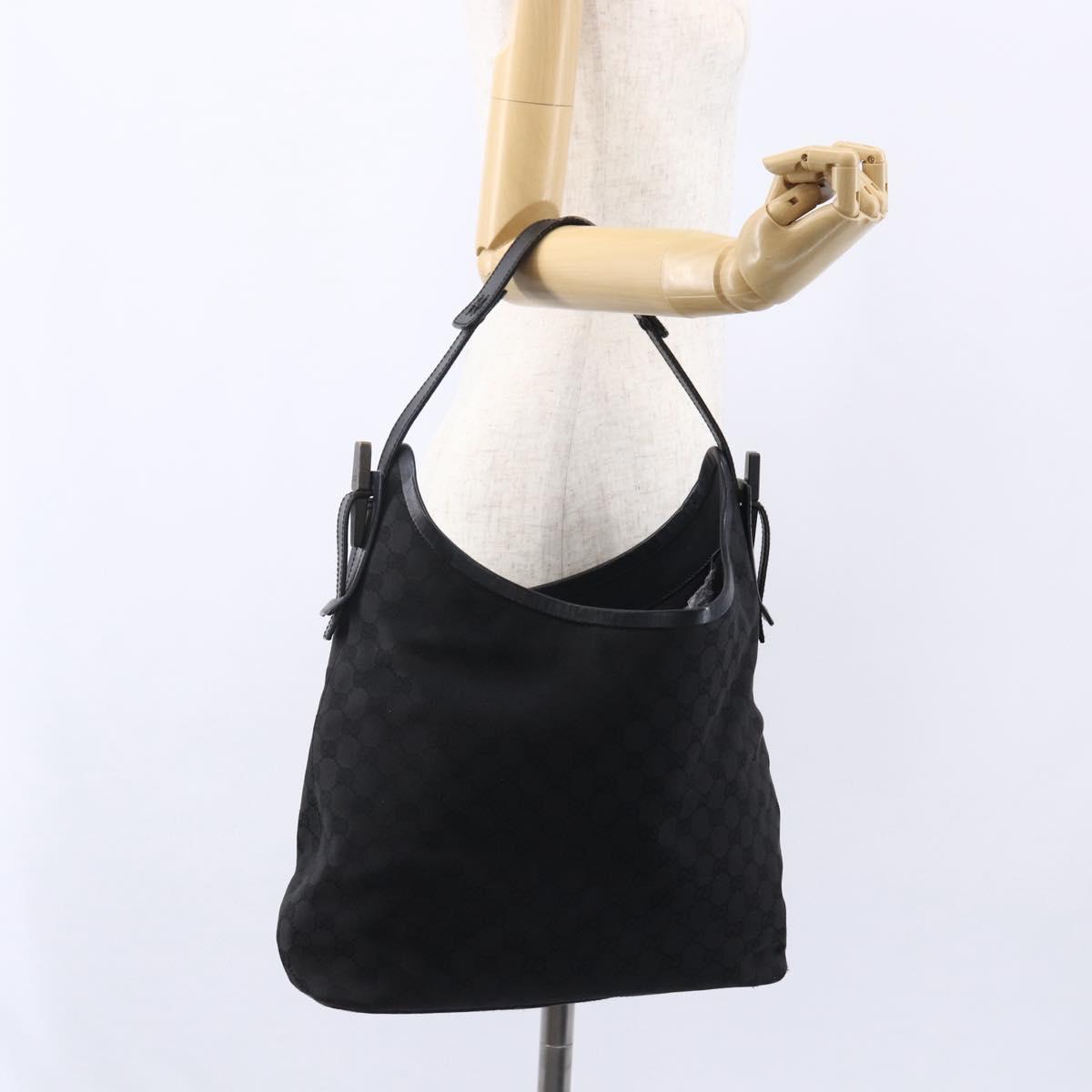 GUCCI GG Canvas Shoulder Bag Black 106242 Auth 149723