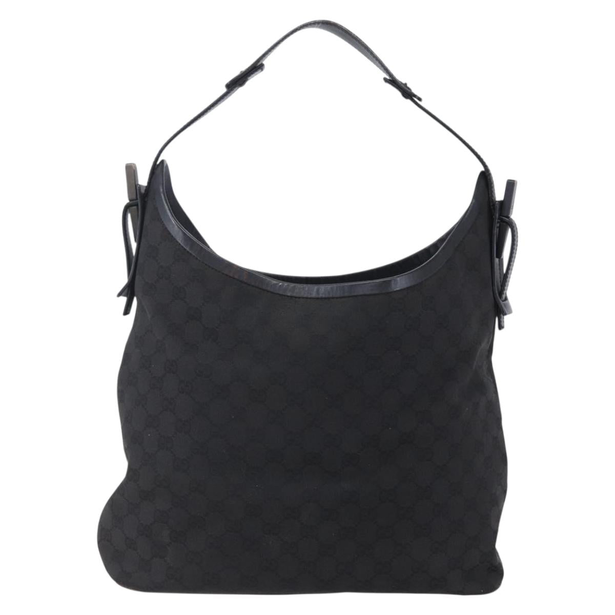 GUCCI GG Canvas Shoulder Bag Black 106242 Auth 149723