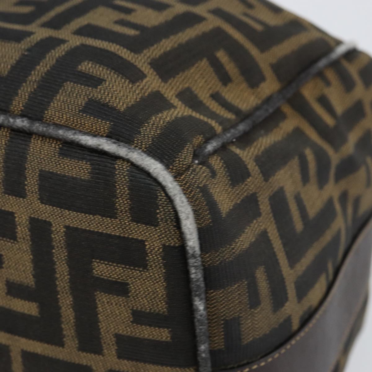 FENDI Zucca Canvas Hand Bag Black Brown gold Auth 149724