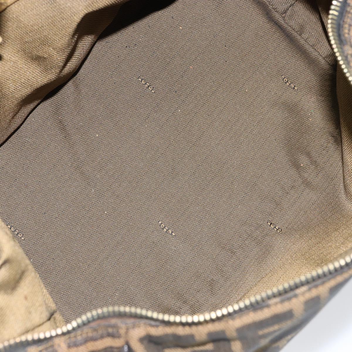 FENDI Zucca Canvas Hand Bag Black Brown gold Auth 149724