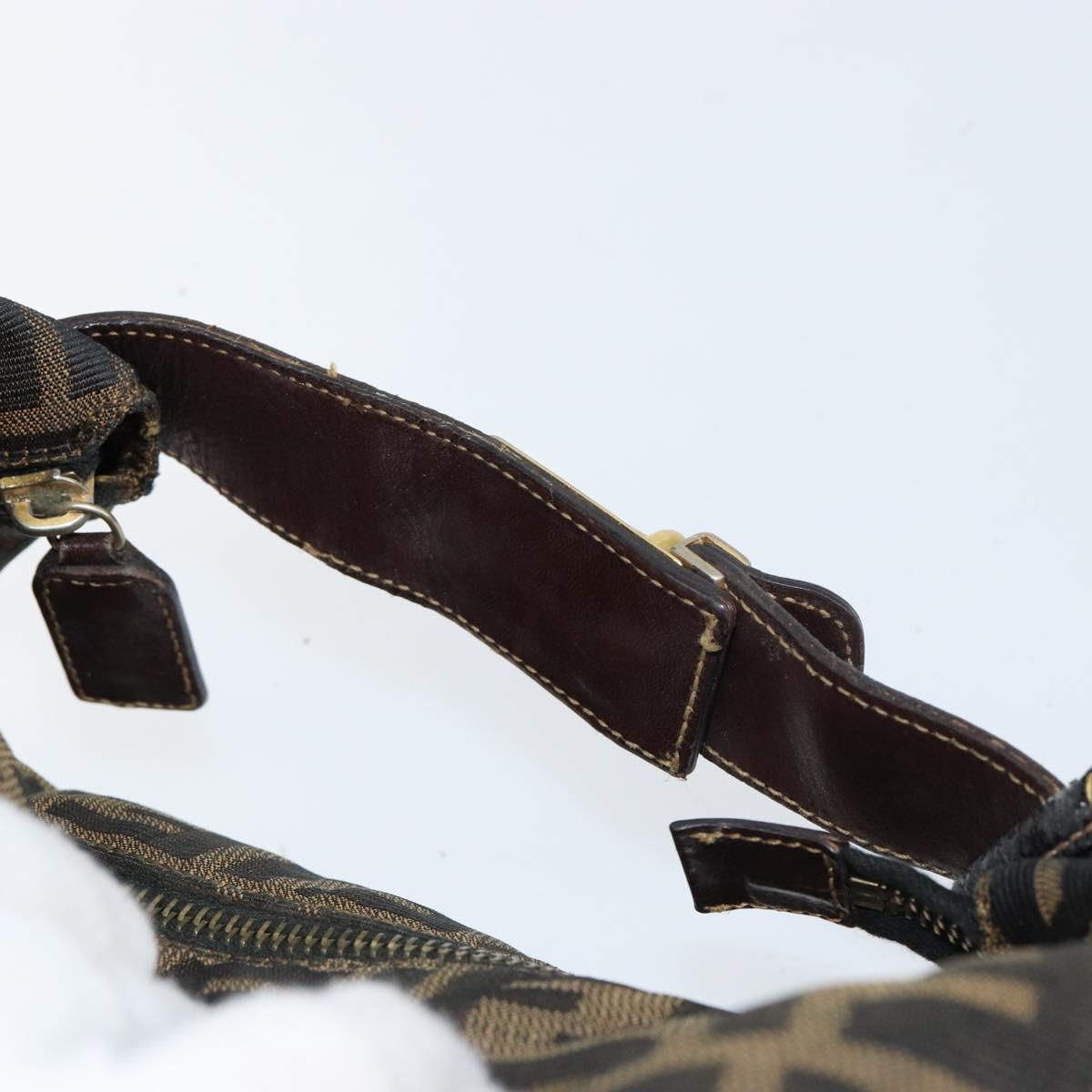 FENDI Zucca Canvas Hand Bag Black Brown gold Auth 149724