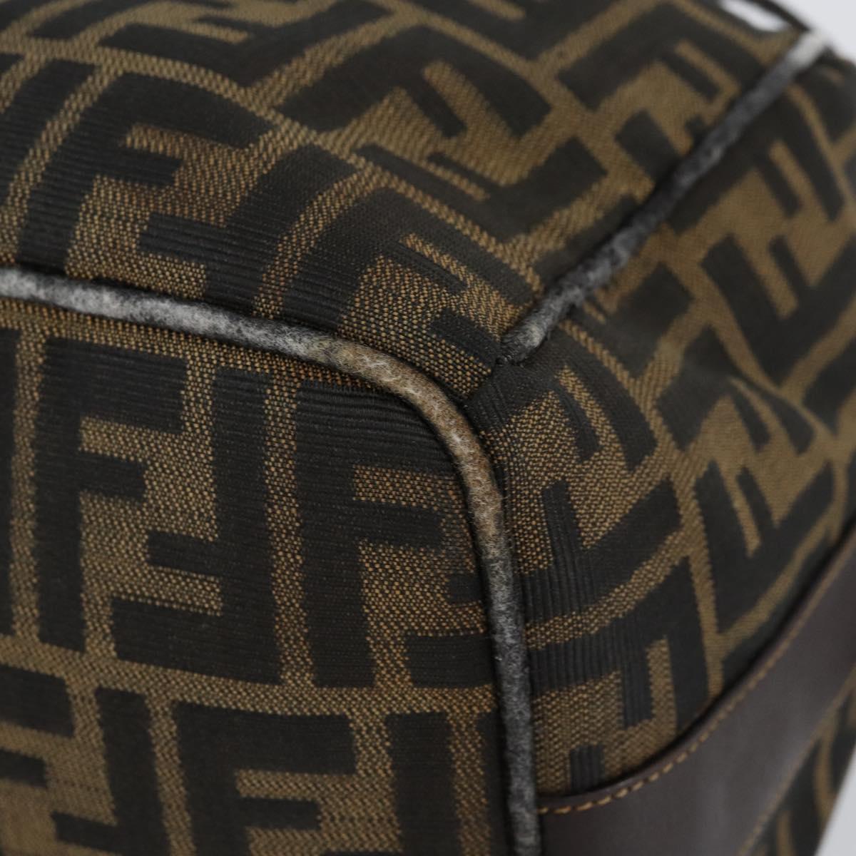FENDI Zucca Canvas Hand Bag Black Brown gold Auth 149724