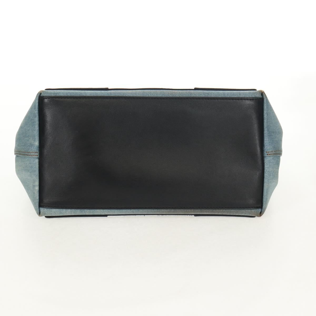 BALENCIAGA Navy Cabas S Hand Bag PVC Leather Blue Silver 339933 Auth 149725