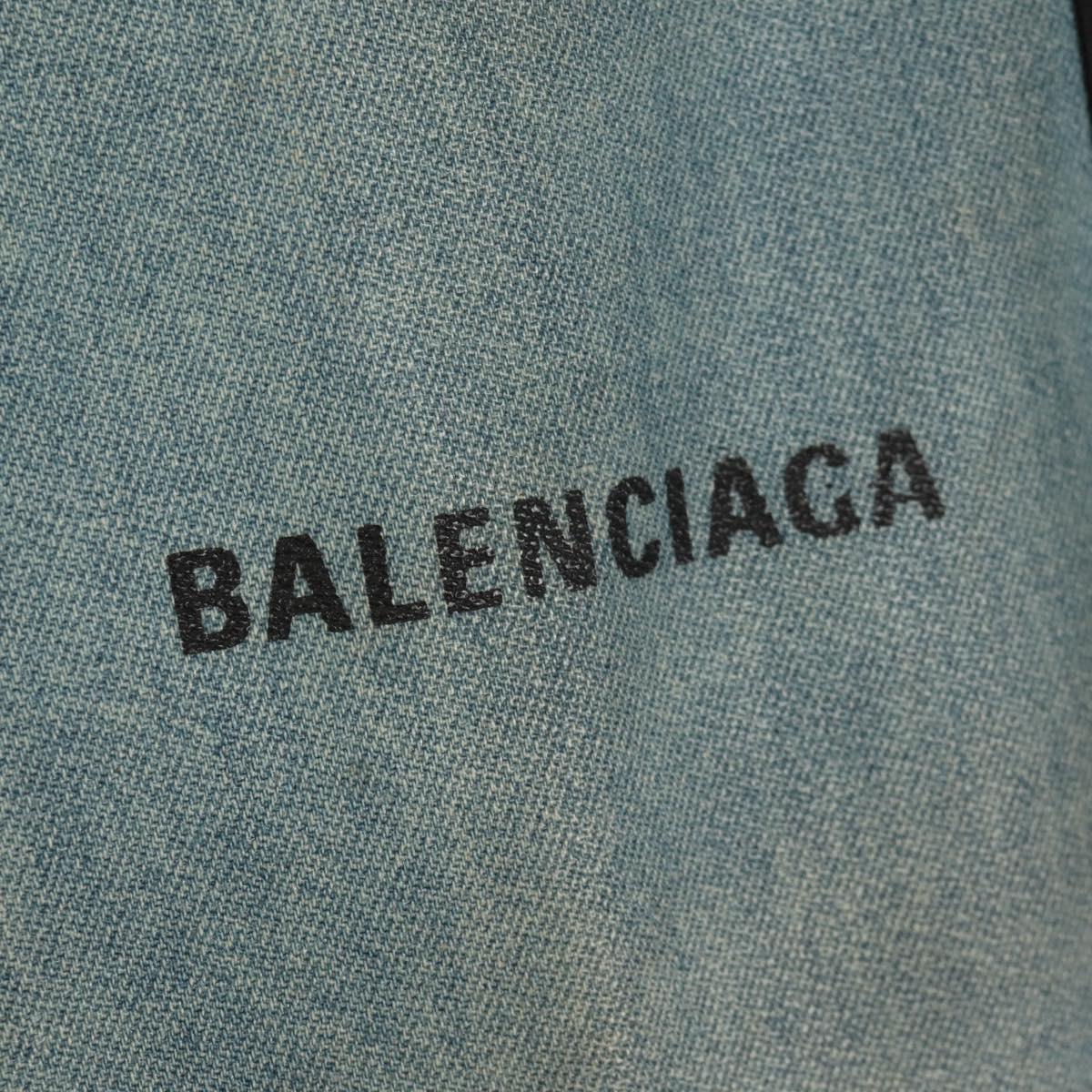 BALENCIAGA Navy Cabas S Hand Bag PVC Leather Blue Silver 339933 Auth 149725
