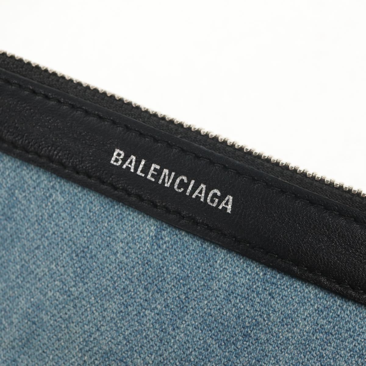 BALENCIAGA Navy Cabas S Hand Bag PVC Leather Blue Silver 339933 Auth 149725