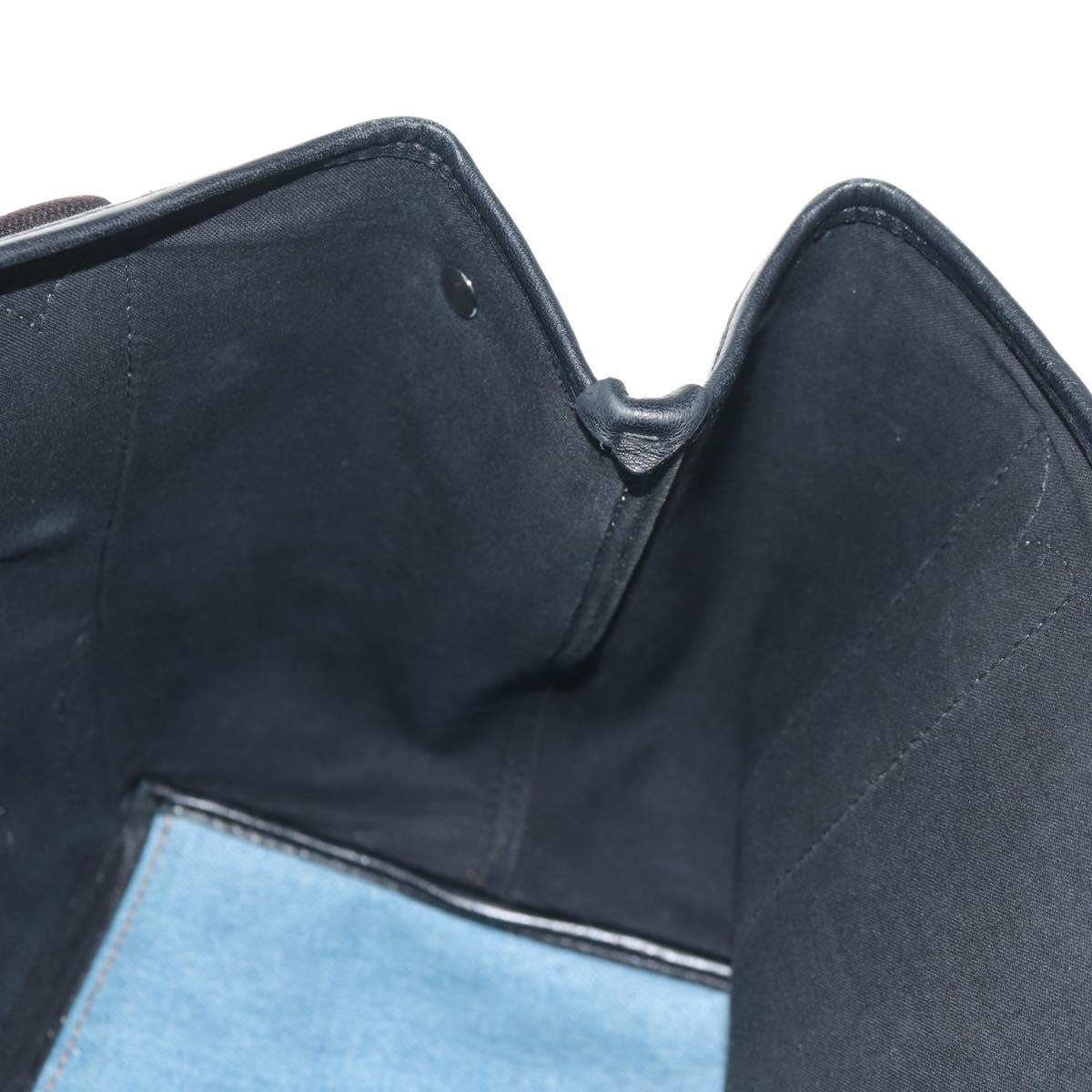 BALENCIAGA Navy Cabas S Hand Bag PVC Leather Blue Silver 339933 Auth 149725