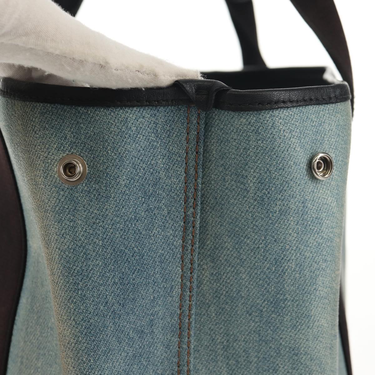 BALENCIAGA Navy Cabas S Hand Bag PVC Leather Blue Silver 339933 Auth 149725