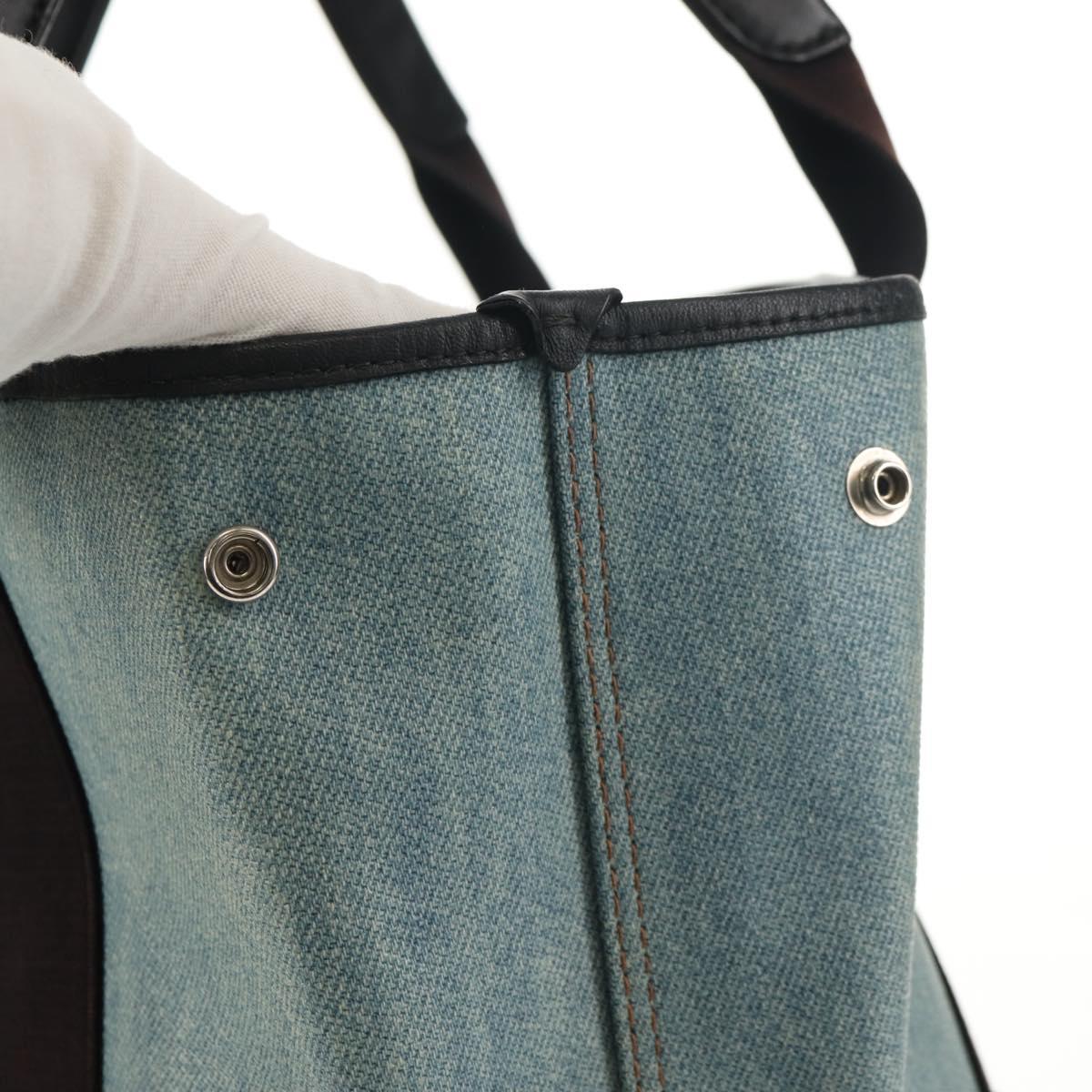 BALENCIAGA Navy Cabas S Hand Bag PVC Leather Blue Silver 339933 Auth 149725