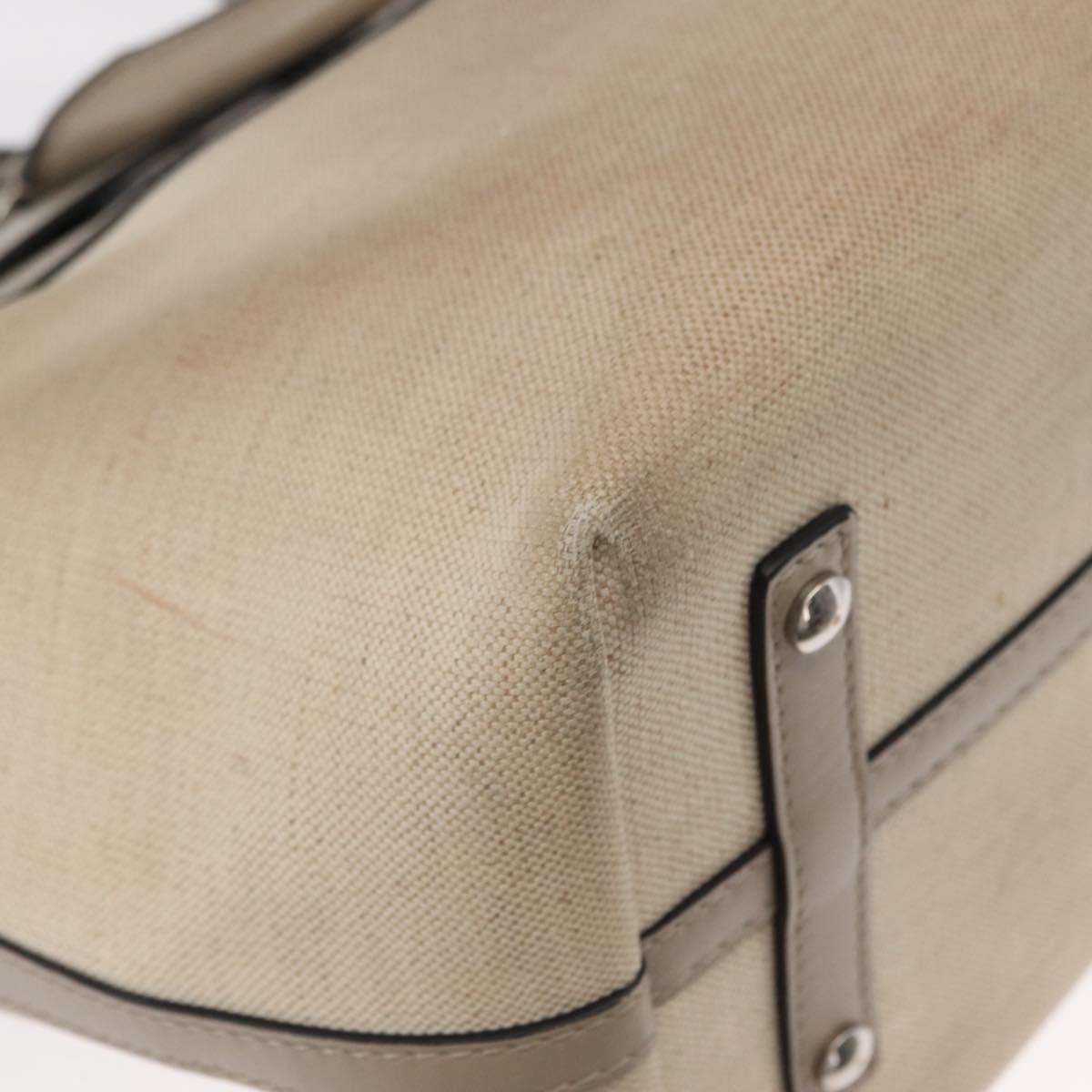 BURBERRY Medium Belt Bag Hand Bag Canvas 2way Beige Silver Auth 149727